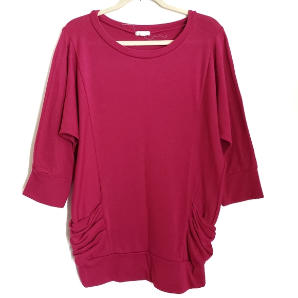 Zenana Outfitters Sweaters - Zenana Fuschia Pocket Tunic Sweater Size Large